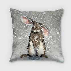 Подушка квадратная Кролик Снежок Милый, цвет: 3D-принт