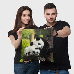 Подушка квадратная Влюблённые панды, цвет: 3D-принт — фото 2