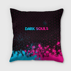 Подушка квадратная Dark Souls - neon gradient: символ сверху, цвет: 3D-принт