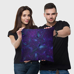 Подушка квадратная Светящиеся перья - фиолетовый цвет, цвет: 3D-принт — фото 2