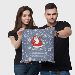 Подушка квадратная Дед Мороз шутит, цвет: 3D-принт — фото 2