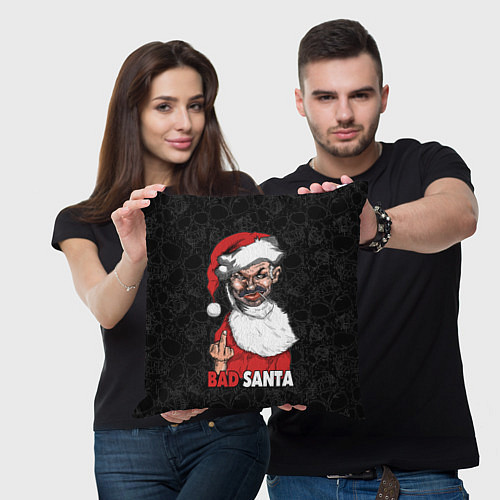 Подушка квадратная Fuck you, bad Santa / 3D-принт – фото 3