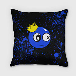 Подушка квадратная Радужные друзья - Синий в короне, цвет: 3D-принт