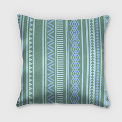 Подушка квадратная Зелёные и синие абстрактные узоры, цвет: 3D-принт