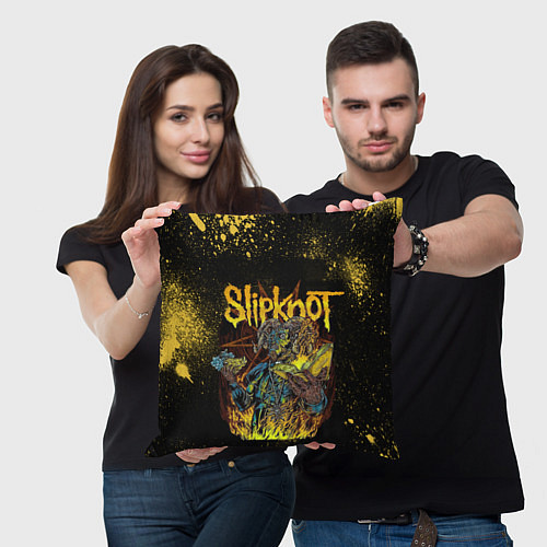 Подушка квадратная Slipknot Yellow Monster / 3D-принт – фото 3