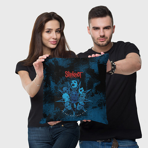 Подушка квадратная Slipknot blue / 3D-принт – фото 3