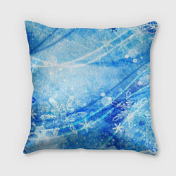 Подушка квадратная Новогодний иней, цвет: 3D-принт