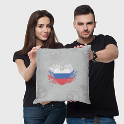 Подушка квадратная Россия сердце, цвет: 3D-принт — фото 2