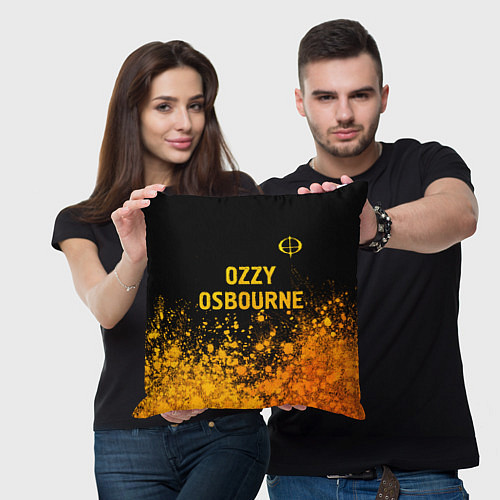 Подушка квадратная Ozzy Osbourne - gold gradient: символ сверху / 3D-принт – фото 3