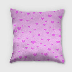Подушка квадратная Сердечки розовые абстракция, цвет: 3D-принт