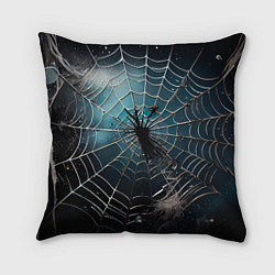 Подушка квадратная Halloween - паутина на фоне мрачного неба, цвет: 3D-принт