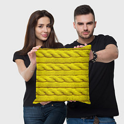 Подушка квадратная Жёлтый свитер - Осень-Зима 2028, цвет: 3D-принт — фото 2