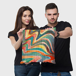 Подушка квадратная Полосатый зигзаг акварель, цвет: 3D-принт — фото 2
