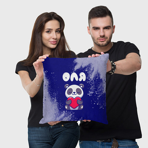 Подушка квадратная Оля панда с сердечком / 3D-принт – фото 3