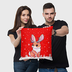 Подушка квадратная Кролик олень - кролик с рожками, цвет: 3D-принт — фото 2