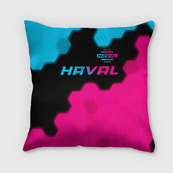 Подушка квадратная Haval - neon gradient: символ сверху, цвет: 3D-принт