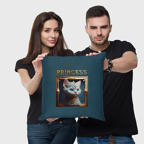 Подушка квадратная Кошечка принцесса - картина в рамке / 3D-принт – фото 3