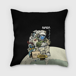 Подушка квадратная NASA - Help! Astronaut - Joke, цвет: 3D-принт