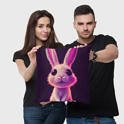 Подушка квадратная Кролик 3Д арт, цвет: 3D-принт — фото 2