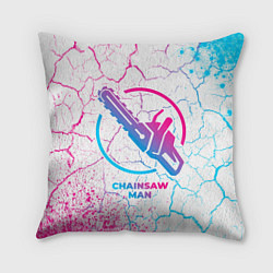 Подушка квадратная Chainsaw Man neon gradient style, цвет: 3D-принт
