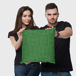 Подушка квадратная Чёрно-зелёная оптическая иллюзия, цвет: 3D-принт — фото 2