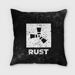 Подушка квадратная Rust с потертостями на темном фоне, цвет: 3D-принт