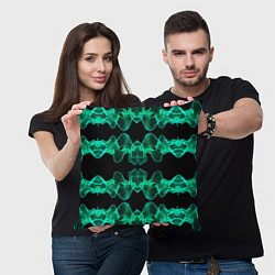Подушка квадратная Зелёные абстрактные полосы фракталов, цвет: 3D-принт — фото 2