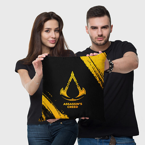 Подушка квадратная Assassins Creed - gold gradient / 3D-принт – фото 3