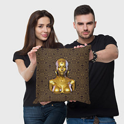 Подушка квадратная Золотой бюст египетской принцессы, цвет: 3D-принт — фото 2