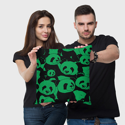 Подушка квадратная Panda green pattern / 3D-принт – фото 3