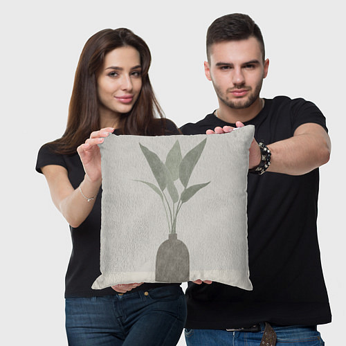 Подушка квадратная Листья в вазе / 3D-принт – фото 3