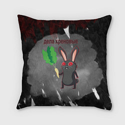 Подушка квадратная Черный кролик разводит хрен, цвет: 3D-принт