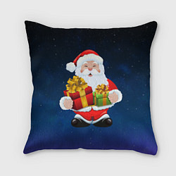 Подушка квадратная Санта Клаус с двумя подарками, цвет: 3D-принт