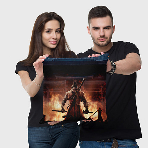 Подушка квадратная Sekiro: Shadows Die Twice / 3D-принт – фото 3