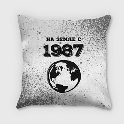 Подушка квадратная На Земле с 1987: краска на светлом, цвет: 3D-принт