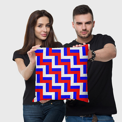 Подушка квадратная Плетение триколор / 3D-принт – фото 3