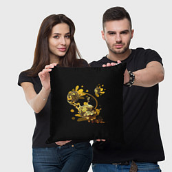 Подушка квадратная Золотой мир павлина, цвет: 3D-принт — фото 2