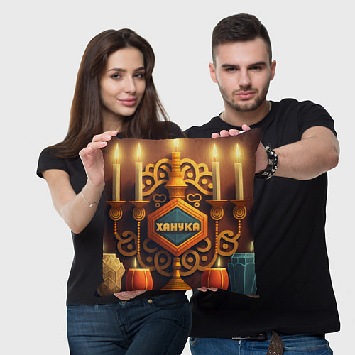 Подушка квадратная Ханука - подарок для всей семьи на праздник огней / 3D-принт – фото 3