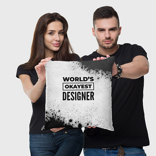 Подушка квадратная Worlds okayest designer - white / 3D-принт – фото 3