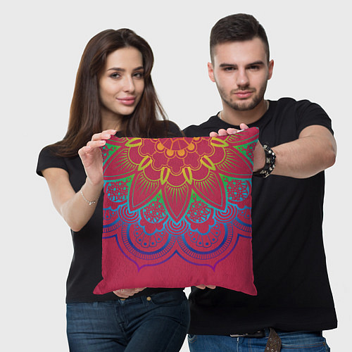 Подушка квадратная Viva magenta mandala / 3D-принт – фото 3