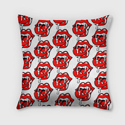 Подушка квадратная Ахегао губы с языком в стиле поп арт, цвет: 3D-принт