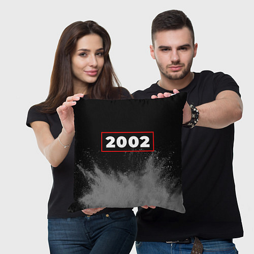 Подушка квадратная 2002 - в красной рамке на темном / 3D-принт – фото 3