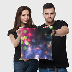 Подушка квадратная Поп арт неоновые звезды космического неба, цвет: 3D-принт — фото 2