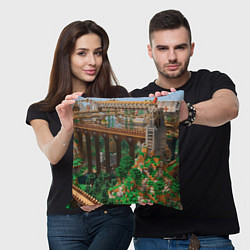 Подушка квадратная Minecraft постройка, цвет: 3D-принт — фото 2