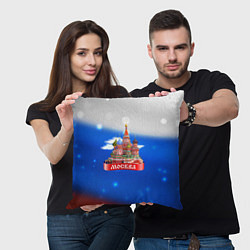 Подушка квадратная Москва на фоне флага России, цвет: 3D-принт — фото 2