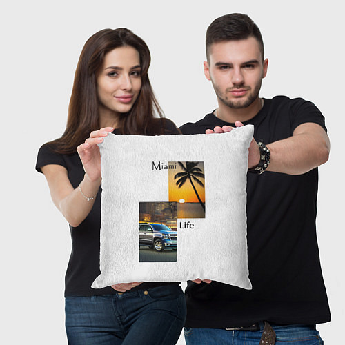 Подушка квадратная Miami Life / 3D-принт – фото 3
