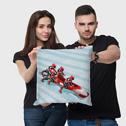 Подушка квадратная Берем разгон! Бобслей, цвет: 3D-принт — фото 2