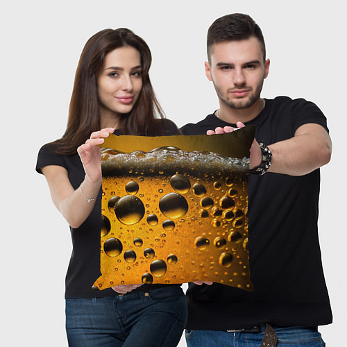 Подушка квадратная Пиво пенное светлое / 3D-принт – фото 3