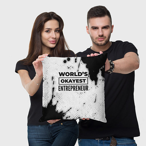 Подушка квадратная Worlds okayest entrepreneur - white / 3D-принт – фото 3
