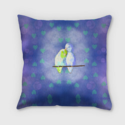 Подушка квадратная Влюбленные попугаи в день Святого Валентина, цвет: 3D-принт